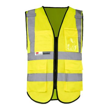 Gilet Multifunzionale  KXPMF gialla ad alta visibilità con fasce riflettenti e chiusura a cerniera