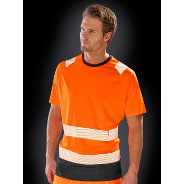 T-shirt di sicurezza con tessuto riciclato,elasticizzato e traspirante con dettagli riflettenti sulle spalle
