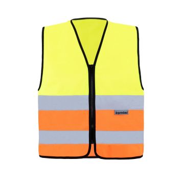 Gilet di sicurezza RX217 arancione e gialla ad alta visibilità con chiusura a lampo e strisce riflettenti