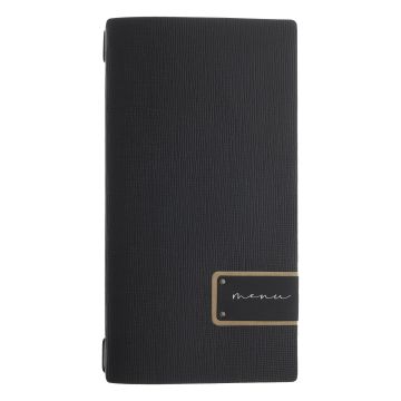 Porta Menu 17,4x31,8 cm (4RE) etichetta PATCH nera "menu" 2 buste (4 facciate) elastico nero Linea CHEF