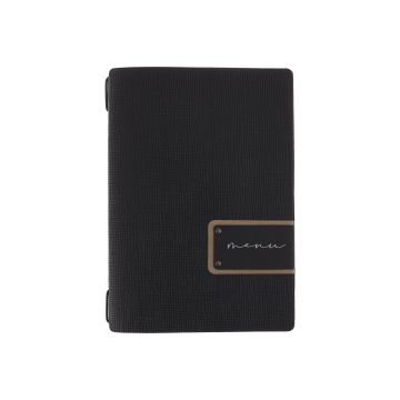 Porta Menu 16,5x23,1 cm (GOLFO) etichetta PATCH nera "menu" 2 buste (4 facciate) elastico nero Linea CHEF