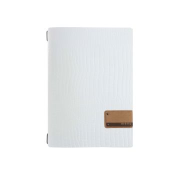 Porta Menu 23,2x31,8 cm (A4) etichetta PATCH naturale "menu" 2 buste (4 facciate) elastico nero Linea FASHION