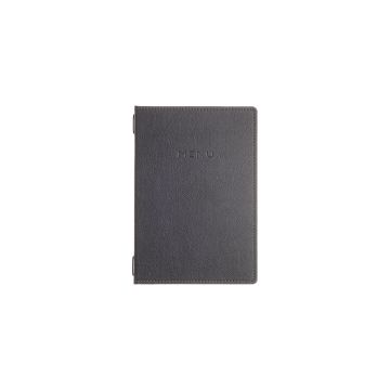 Porta Menu GOURMET24 16,5x23,1 cm (GOLFO) 2 buste (4 facciate) elastico nero scritta menu bassorilievo