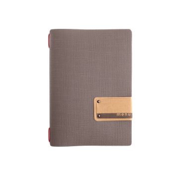 Porta Menu 16,5x23,1 cm (GOLFO) etichetta PATCH "menu" 2 buste (4 facciate) elastico rosso Linea JUTA