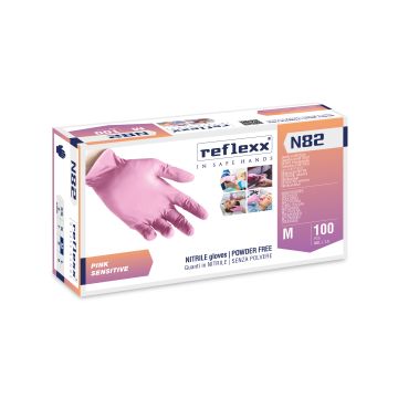 Guanti in nitrile rosa senza polvere Reflexx N82 - gr. 3,2