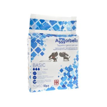 Traversine/ tappetini igienici cane basic 60x60 cm. Confezione da 10 pz 750 ml