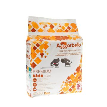 Traversine/tappetini igienici per cani Premium 40x 60. Confezione da 15 pz 1350 ml