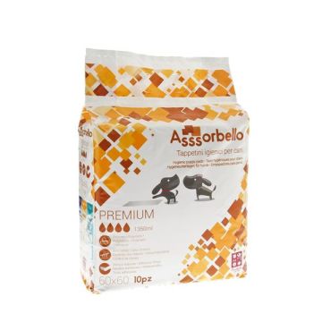 Traversine/tappetini igienici per cani Premium 60x 60. Confezione da 10 pz 1350 ml