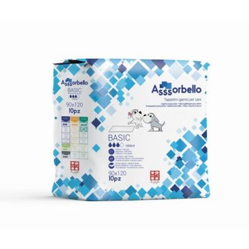 Traversine/ tappetini igienici cane basic 90x120 cm. Confezione da 10 pz 1800 ml