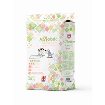 Traversine/tappetini igienici Asssorbello Flower 60x60 cm per cani. Confezione da 30 pz 750 ml