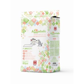 Traversine/tappetini igienici Asssorbello Flower 60x60 cm per cani. Confezione da 80 pz 750 ml