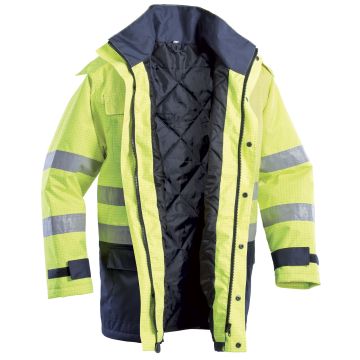 Parka Multinorma Dallas Trivalente , imbottito con bande rifrangenti ignifughe e due tasche inferiori