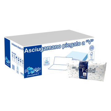 Asciugamani piegato a ''V'' sticker 21x21 cm. 15 confezioni da 210 pz