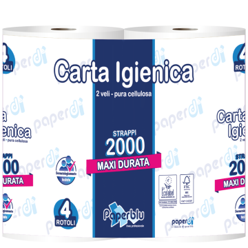 Igienica 4 Rotoli 2 Veli 2000 strappi 10 confezioni.