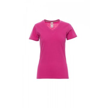 Tshirt da donna V-Neck Lady a manica corta con colletto in costina misto spandex