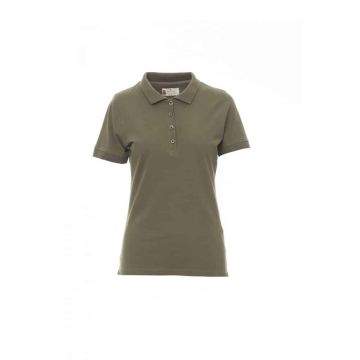 Polo sfiancata Venice Lady da donna in piquet con manica corta e 4 bottoni in tinta effetto perlato