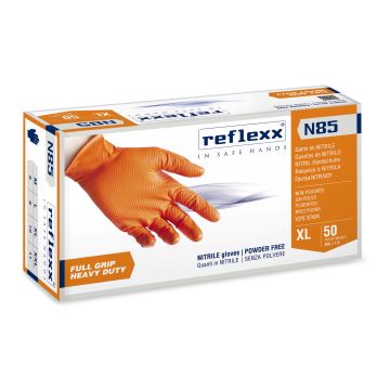 Guanti in nitrile senza polvere Full Grip N85 Arancione gr.8,4 ultra resistente