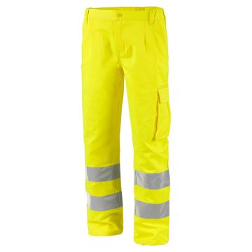 Pantalone H.V da lavoro antinfortunistico ad alta visibilità e chiusura centrale con cerniera