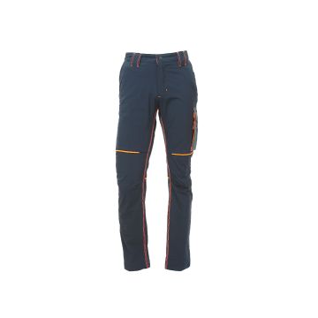 Pantalone da uomo slim fit, modello World, in tessuto U-4, con triple cuciture e tasca laterale porta utensili