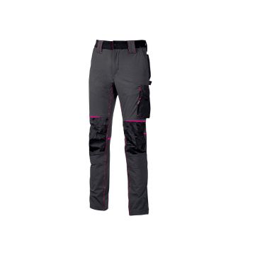 Pantaloni da donna slim fit, modello Atom Lady, per il lavoro in tessuto U-4 in 90% Nylon e 10% Spandex con protezione per le ginocchia
