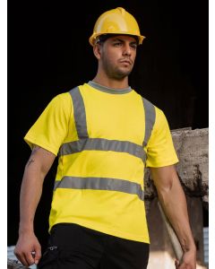 T-Shirt ad alta visibilità, in pregiato tessuto traforato di altissima qualità con due fasce riflettenti
