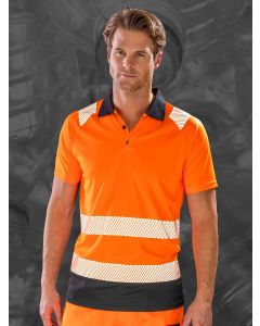 Recycled Safety Polo Shirt di sicurezza arancione elasticizzata e traspirante con dettagli riflettenti