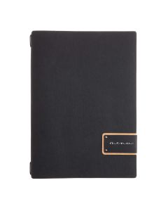 Porta Menu 23,2x31,8 cm (A4) etichetta PATCH nera "menu" 2 buste (4 facciate) elastico nero Linea ECOMODA