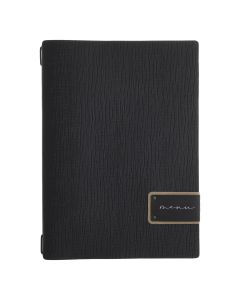 Porta Menu 23,2x31,8 cm (A4) etichetta PATCH nera "menu" 2 buste (4 facciate) elastico nero Linea CHEF