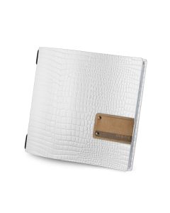 Porta Menu 23x23,1 cm (QUADRATO) etichetta PATCH naturale "menu" 2 buste (4 facciate) elastico nero Linea FASHION