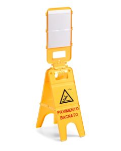 Segnale Pavimento Bagnato a Tre Ante con Portanote - 4 Pezzi