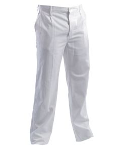 Pantalone Bianco di prima categoria, in 100% cotone massua, con chiusura della patta con bottoni coperti