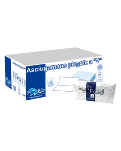 Asciugamani piegato a ''V'' sticker 21x21 cm. 15 confezioni da 210 pz
