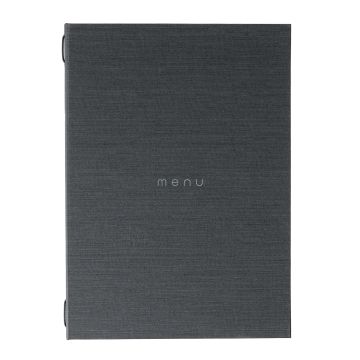 Porta Menu ITALY A4 (23,2x32 cm) 2 buste (4 facciate) elastico nero scritta menu bassorilievo